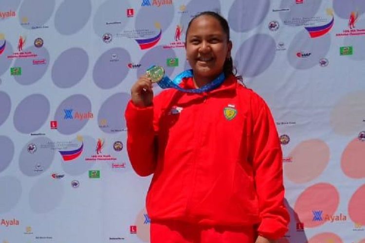 Atlet Indonesia cabang olahraga lempar martil, Natasya Mahdalita, berhasil meraih medali emas dengan lemparan 47.78 meter dalam kompetisi Emas SEA Youth Athletics Championships 2019 di Filipina, Minggu (3/3/2019).