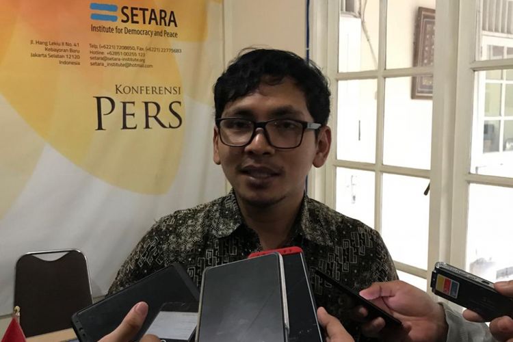 Direktur Setara Institute Halili di Kantor Setara Institute, Jakarta, Senin (20/8/2018).