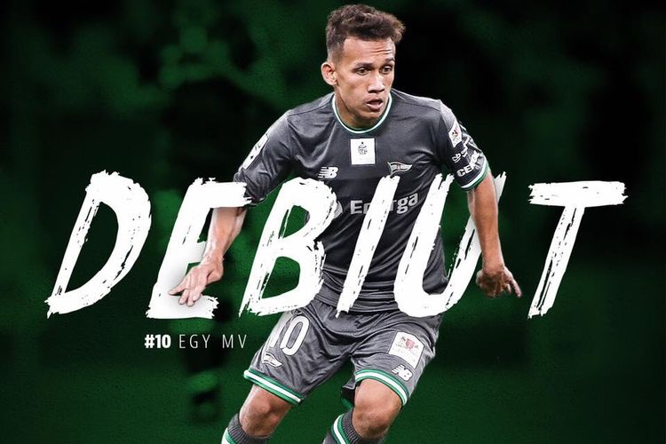 Egy Maulana Vikri merayakan debutnya di tim utama pada laga Lechia Gdansk vs Gornik Zabzre, 22 Desember 2018. 