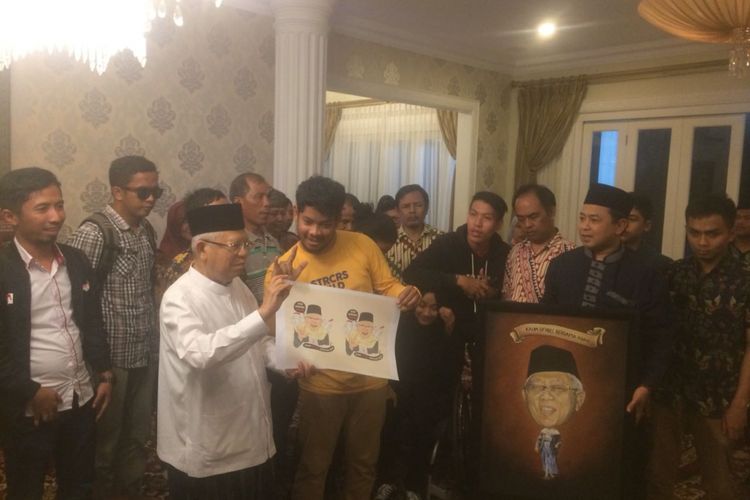 Sejumlah kaum Difabel bertemu calon wakil presiden nomor urut 01 Maruf Amin di Rumah Situbondo, kawasan Menteng, Jakarta Pusat, Sabtu (23/11/2018) sore.