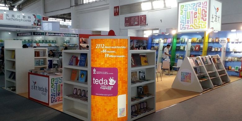 Terlihat stan milik perwakilan penerbit dari Turki dalam pameran Beijing International Book Fair 2017 yang berlangsung pada 23-27 Agustus 2017 di Beijing, China.