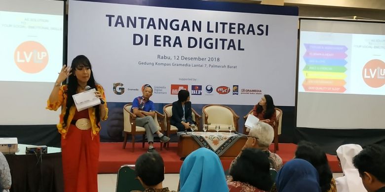 Kompas Gramedia menggelar seminar bertajuk Tantangan Literasi di Era Digital, di Gedung Kompas Gramedia, Jakarta, 12 Desember 2018.