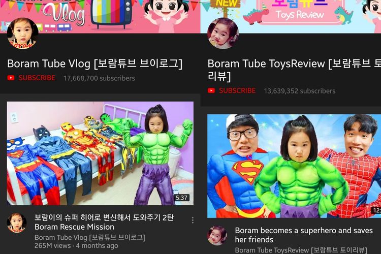 Ilustrasi channel YouTube Boram