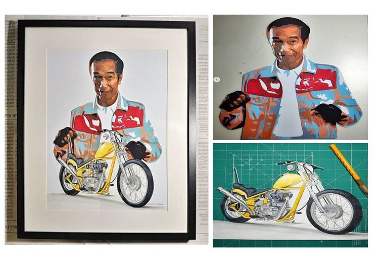 Kreasi papercutting yang dibuat oleh Aris Dwi Nugroho sebagai kado ulang tahun ke-57 untuk Presiden Joko Widodo.