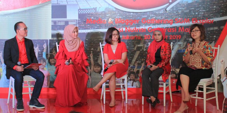 Talkshow dalam acara peluncuran Aksi Nutrisi Generasi Maju oleh SGM Eksplor di Jakarta (20/3/2019).