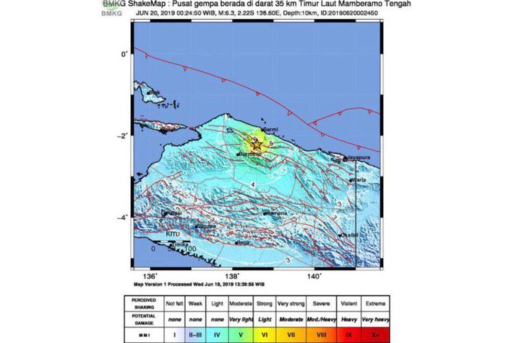 Gempabumi Tektonik M 6,3 Mengguncang Kabupaten Sarmi, Tidak Berpotensi Tsunami