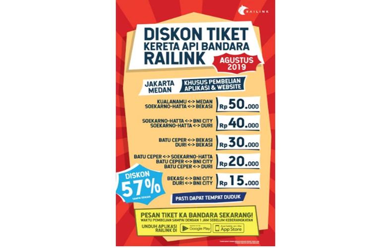 PT Railink memperpanjang diskon harga tiket KA Bandara hingga akhir Agustus 2019.