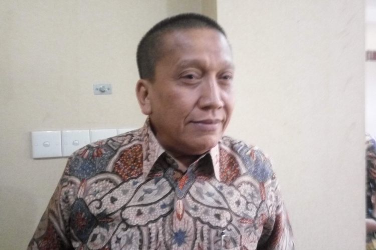 Corporate Affair Director Alfamart, Solihin saat diwawancarai di Jakarta, Selasa (28/8/2018).