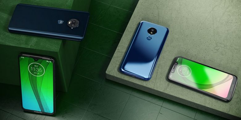 Ilustrasi empat ponsel G7 dari Motorola