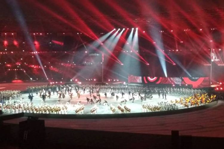 Penutupan Asian Games 2018, Minggu (02/09/2018) di bawah guyuran hujan