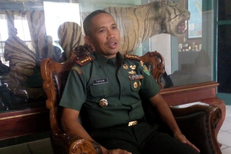 Danrem 062 Tarumanagara Kolonel Inf Tatan Andrianto S.Ip saat ditemui di Makorem 062 Tarumanagara, Senin (7/5/2018) siang