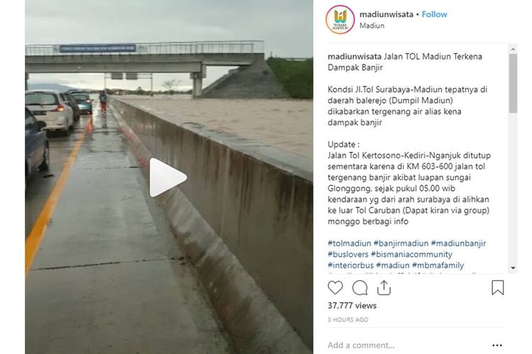 Banjir menggenang ruas tol Madiun