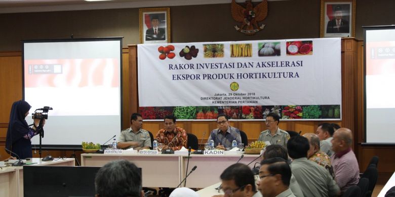 Kementerian Pertanian (Kementan) melalui Direktorat Hortikuktura menggelar rapat koordinasi peningkatan produksi, investasi dan akselerasi ekspor komoditas hortikultura bersama para eksportir di Jakarta, Senin (29/10/18).