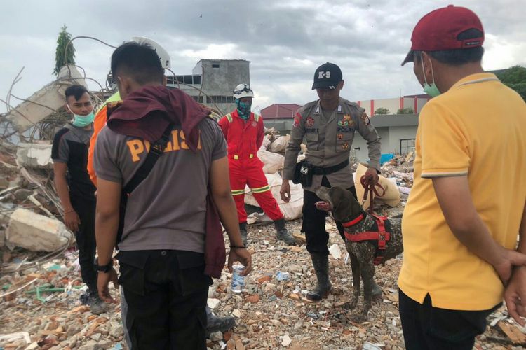 Anjing pelacak (K9)  milik Direktorat Sabhara Polda Sulsel membantu melakukan pencarian korban bencana gempabumi,  tsunami dan likuefaksi dI Sulawesi Tengah (Sulteng). 