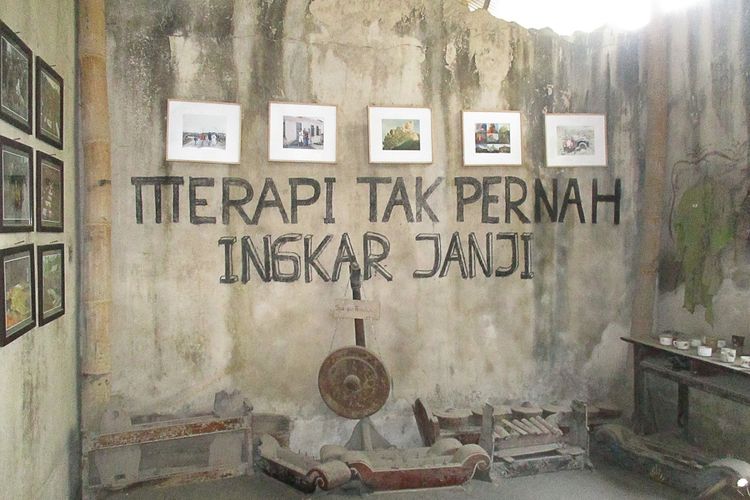 Tulisan Merapi Tak PErnah Ingkar Janji di Museum Sisa Hartaku. Gambar diambil pada Juni 2019. 