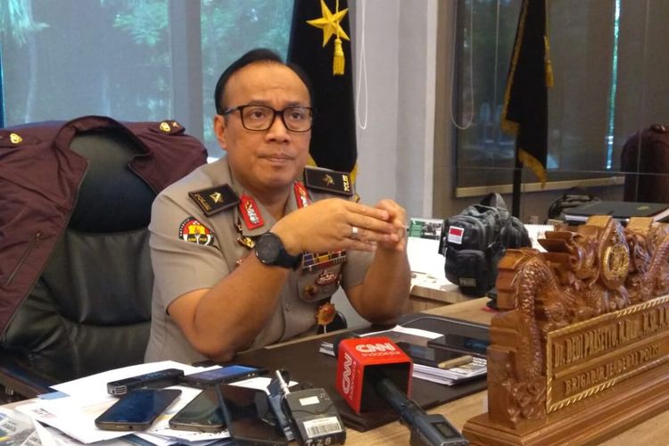 Kepala Biro Penerangan Masyarakat Humas Brigjen (pol) Dedi Prasetyo di Gedung Humas Mabes Polri, Jakarta, Senin (20/2/2019). 