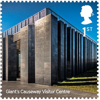 Perangko Giants Causeway Visitor Centre yang dirancang Heneghan Peng Architect.