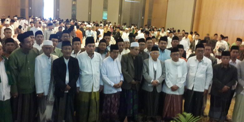 Calon wakil presiden nomor urut 01 KH Maruf Amin saat menghadiri Silaturahmi dan Ngopi Bareng bersama kiai se Malang Raya di Kota Malang, Senin (29//10/2018)