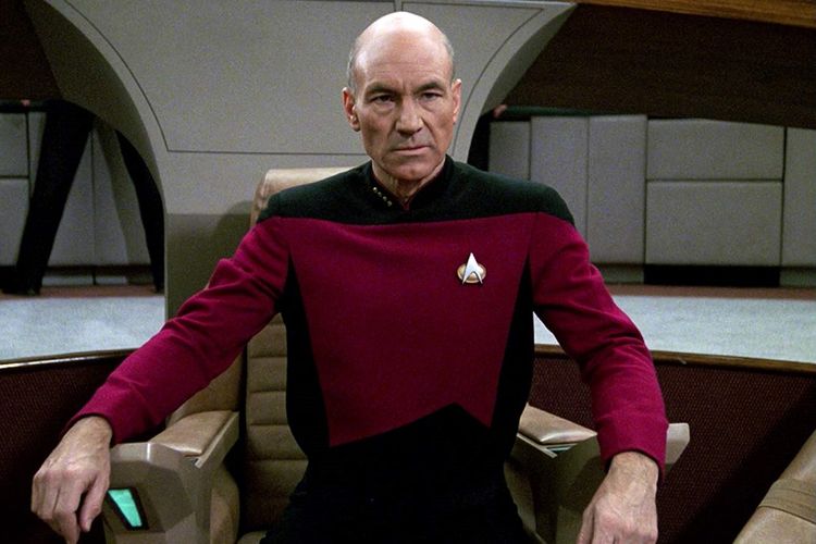 Aktor Patrick Stewart berperan sebagai Captain Jean-Luc Picard dalam film seri Star Trek: The Next Generation.