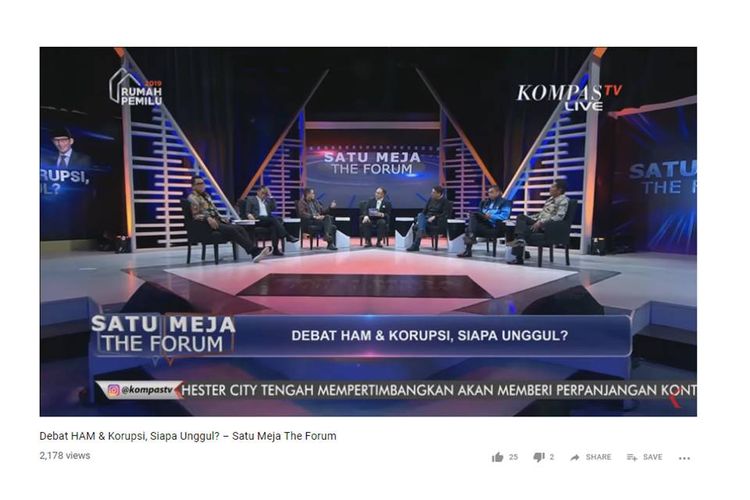 Acara Satu Meja yang ditayangkan Kompas TV pada Rabu (9/1/2019) malam.