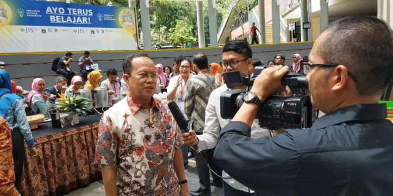 Direktur Jenderal (Ditjen) GTK Supriano dalam acara Innovative School Programme yang digelar Jakarta Intercultural School (JIS) di Jakarta (9/2/2019).