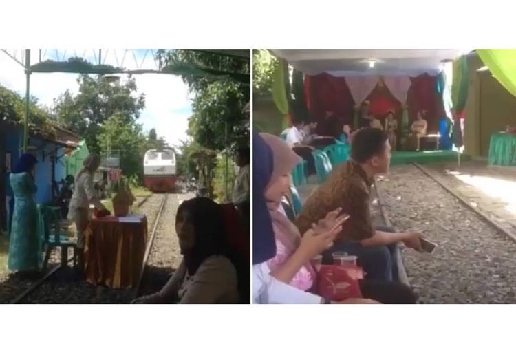 Video yang menunjukkan sebuah pesta pernikahan yang digelar di jalur rel kereta api viral di media sosial. Peristiwa ini terjadi`beberapa tahun lalu.