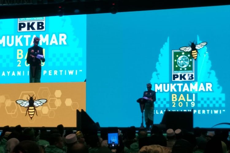Presiden Joko Widodo saat memberikan sambutan di Muktamar PKB di Badung, Bali, Selasa (20/8/2019). 