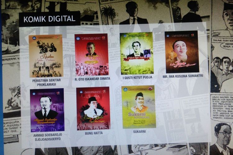 Museum Perumusan Naskah Proklamasi juga melakukan digitalisasi koleksi. Ini adalah komik digital yang ada di layar komputer lantai satu, Minggu (13/8/2017).