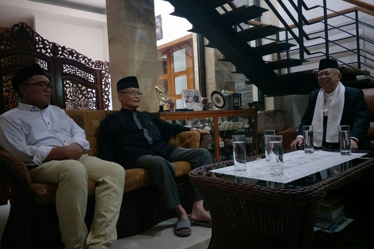 Cawapres Maruf Amin menemui mantan Ketua Umum PP Muhammadiyah Ahmaf Syafii Maarif