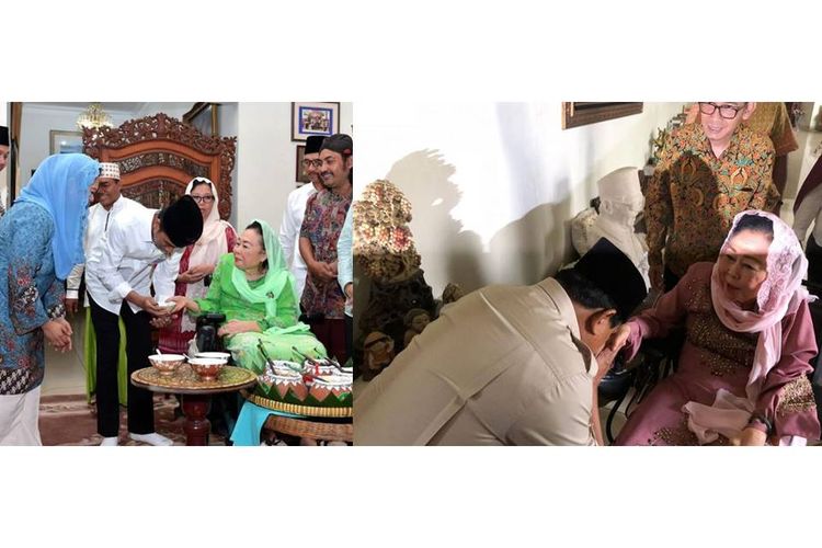 Dua calon presiden, Joko Widodo dan Prabowo Subianto, saat silaturahim ke kediaman keluarga Gus Dur.