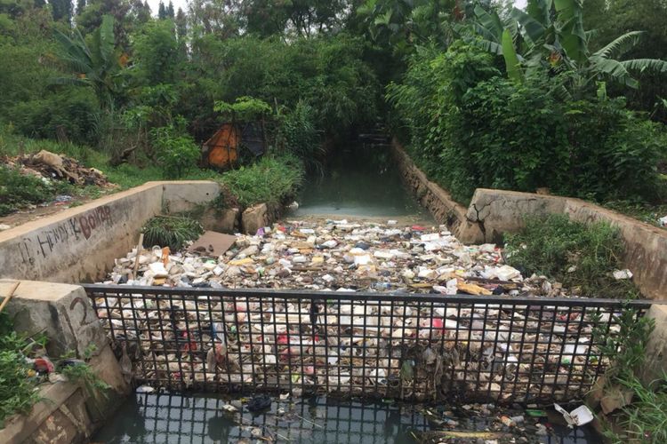 Sampah di Situ Pedongkelan, Tugu,  Cimanggis,  Depok,  Senin (11/1/2019).
