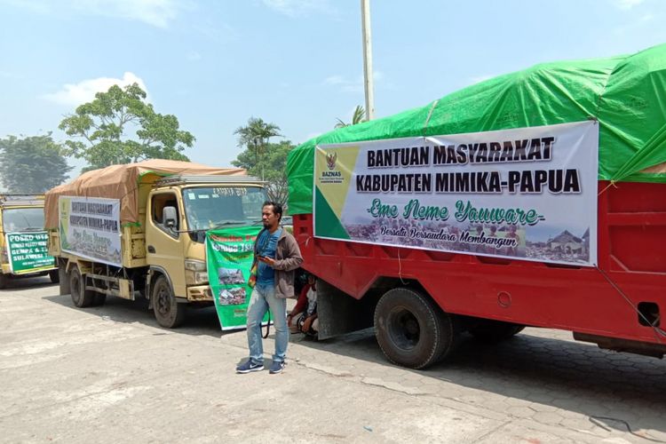 Bantuan dari warga Mimika untuk di kirim kepada korban gempa dan tsunami di Sulawesi Tengah, Kamis (11/10/2018)