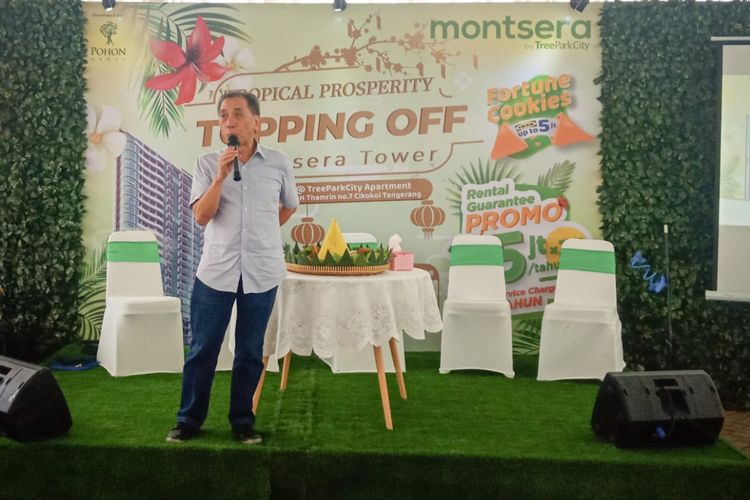 Komisaris Pohon Group Harry Budi Hartanto saat topping off TreePark City, Sabtu (23/2/2019).