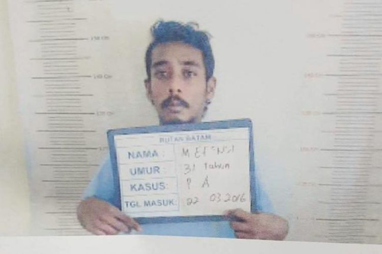 Salah seorang napi kasus pencabulan yang kabur dari Lapas Tanjung Pinang, Rabu sore.