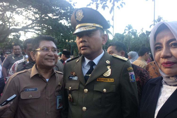 Satuan Polisi Pamong Praja DKI Jakarta Arifin usai dilantik di Balai Kota DKI Jakarta, Senin (25/2/2019).