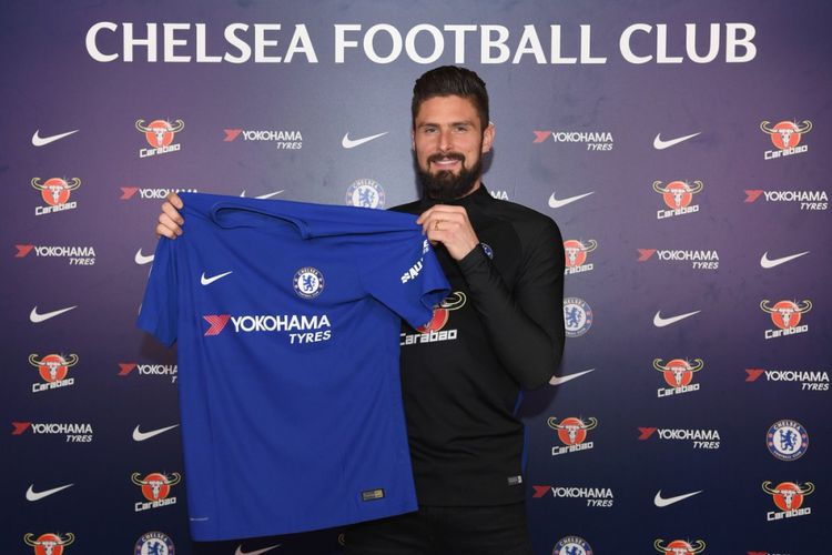 Olivier Giroud resmi bergabung dengan Chelsea pada hari terakhir bursa transfer musim dingin 2018, Rabu (31/1/2018).