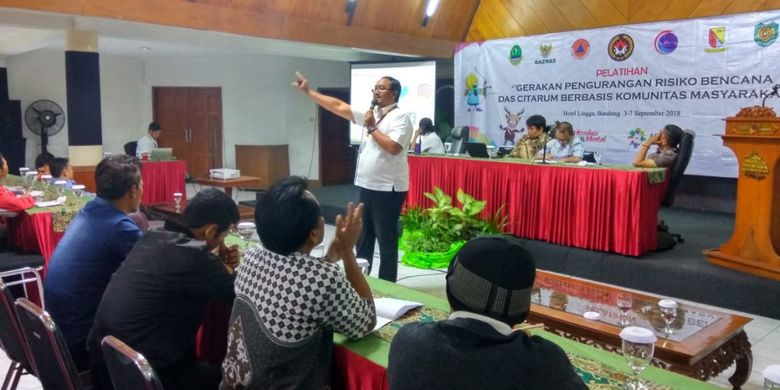 Workshop Pengurangan Risiko Bencana Berbasis Komunitas Masyarakat di Bandung, Jawa Barat, Rabu (5/9/18)