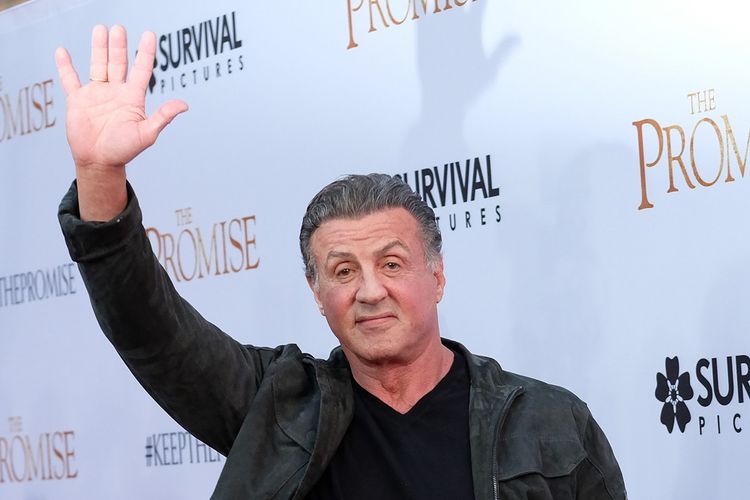 Sylvester Stallone menghadiri pemutaran perdana film The Promise di Chinese Theatre di Hollywood, pada 12 April 2017.