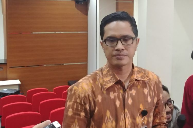 Juru Bicara KPK Febri Diansyah di Gedung KPK, Jakarta, Senin (13/11/2017).