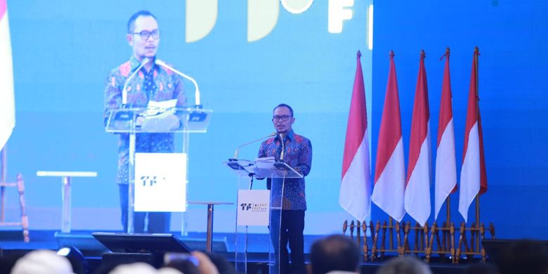 Menteri Ketenagakerjaan  (Menaker) M. Hanif Dhakiri saat menghadiri pembukaan Talent Fest dan Bursa Kerja Nasional Tahun 2019 di JIExpo Kemayoran Jakarta, Jumat (22/3/2019).