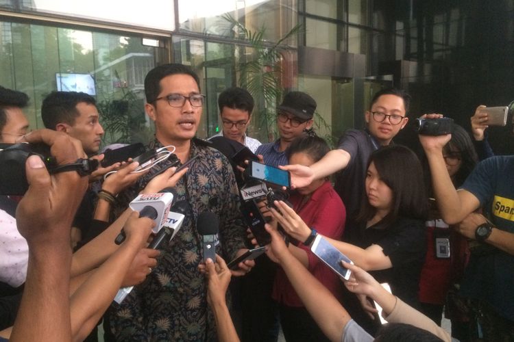 Juru Bicara KPK Febri Diansyah di Gedung Merah Putih KPK, Jakarta.