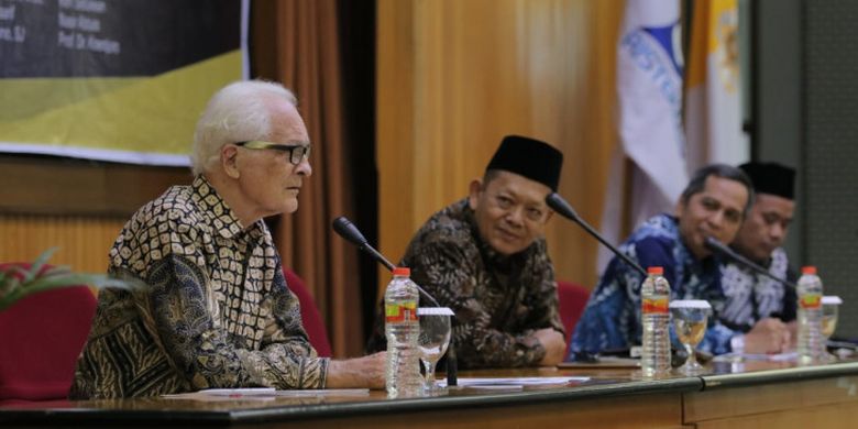 Franz Magnis Suseno dalam seminar nasional ?Ketahanan Moral dan Budaya Bangsa: Bela Negara dan Pencegahan Radikalisme di Kampus? di ruang seminar Sekolah Pascasarjana (SPs) UGM, Yogyakarta (26/7/2019) 