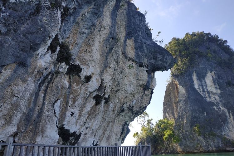Batu wajah di Kawasan Teluk Kabui, Raja Ampat. Foto diambil pada Kamis (27/9/2018).