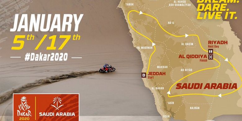 Rute Reli Dakar yang akan berangsung di Arab Saudi mulai 2020 mendatang.