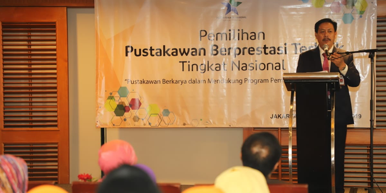 Kepala Pusat Pengembangan Pustakawan Perpusnas, Muhammad Syarif Bando, saat membuka Ajang Pustakawan Berprestasi Tingkat Nasional di Jakarta pada Selasa, (13/8/2019).