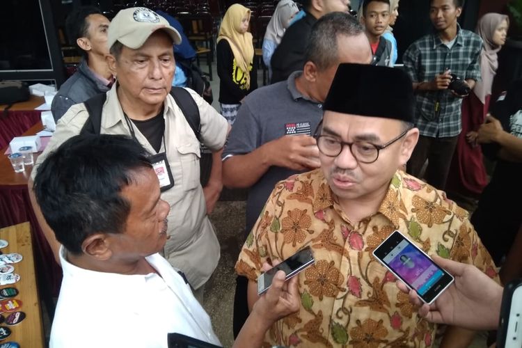 Direktur Materi Debat BPN, Sudirman Said, di sela dialog kebangsaan di Purwokerto, Jawa Tengah, Rabu (20/3/2019).