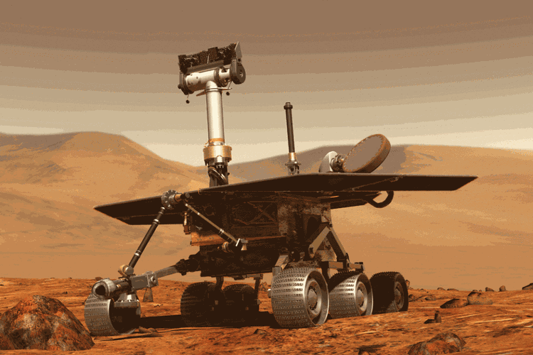 Robot Opportunity milik NASA yang telah mengelilingi planet MARS sejak 2003. Kini, ia sedang tidur cukup lama karena dampak badai debu di planet merah.