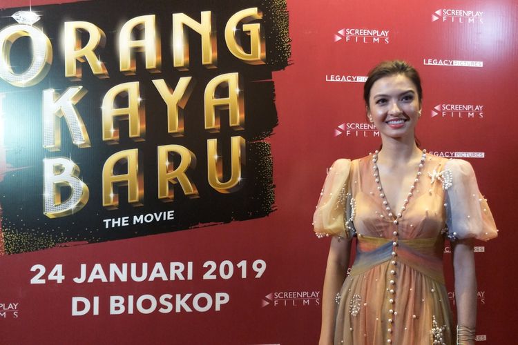 Artis peran Raline Shah saat ditemui di gala premiere film Orang Kaya Baru di Plaza Senayan, Jakarta Pusat, Senin (21/1/2019).