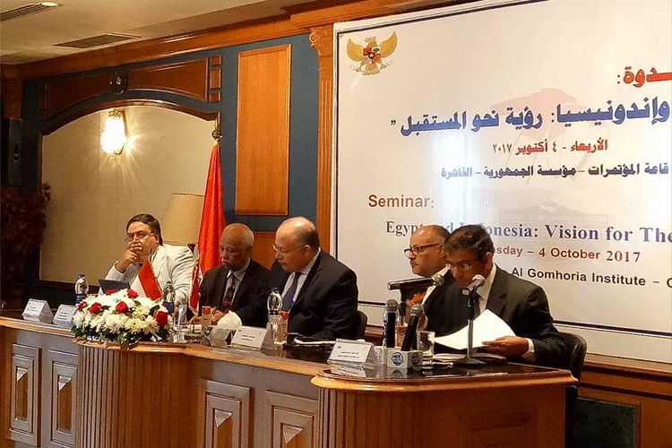 Seminar Visi Masa Depan Hubungan Indonesia Mesir di Kairo, ibu kota Mesir, Rabu (4/10/2017).