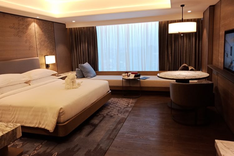 Kamar suites yang didesain khusus dengan modern style ala Yogyakarta Marriott Hotel, diambil Rabu (8/3/2018).